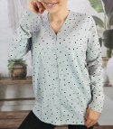 Klasyczny sweter kardigan w groszki Elegancki NELA (Szary) Klasyczny sweter kardigan w groszki Elegancki NELA (Szary)