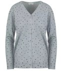 Klasyczny sweter kardigan w groszki Elegancki NELA (Szary) Klasyczny sweter kardigan w groszki Elegancki NELA (Szary)