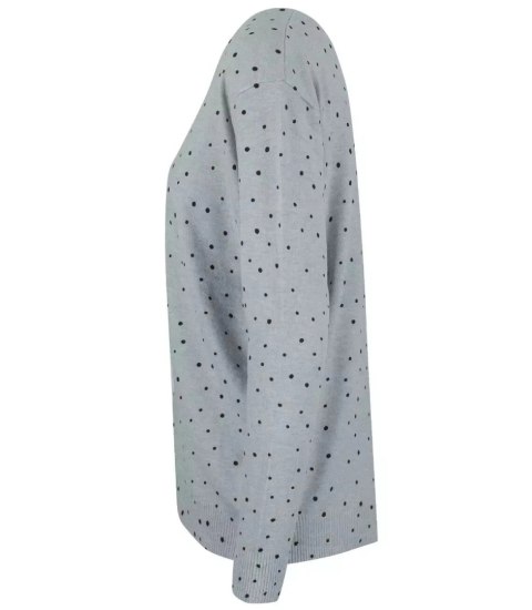 Klasyczny sweter kardigan w groszki Elegancki NELA (Szary) Klasyczny sweter kardigan w groszki Elegancki NELA (Szary)