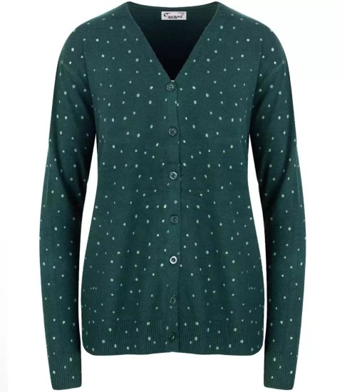 Klasyczny sweter kardigan w groszki Elegancki NELA (Zielony) Klasyczny sweter kardigan w groszki Elegancki NELA (Zielony)