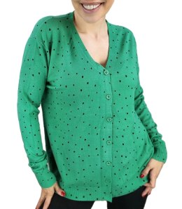 Klasyczny sweter kardigan w groszki Elegancki NELA (Zielony)