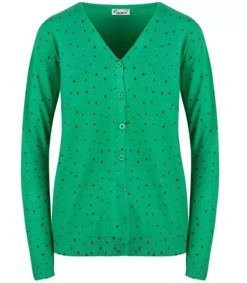 Klasyczny sweter kardigan w groszki Elegancki NELA (Zielony) Klasyczny sweter kardigan w groszki Elegancki NELA (Zielony)