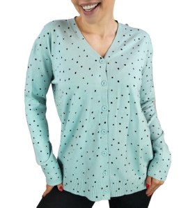 Klasyczny sweter kardigan w groszki Elegancki NELA (Zielony)