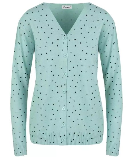 Klasyczny sweter kardigan w groszki Elegancki NELA (Zielony) Klasyczny sweter kardigan w groszki Elegancki NELA (Zielony)
