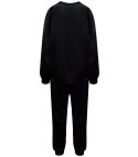 Komplet dresowy bluza spodnie welur gładki (Czarny)