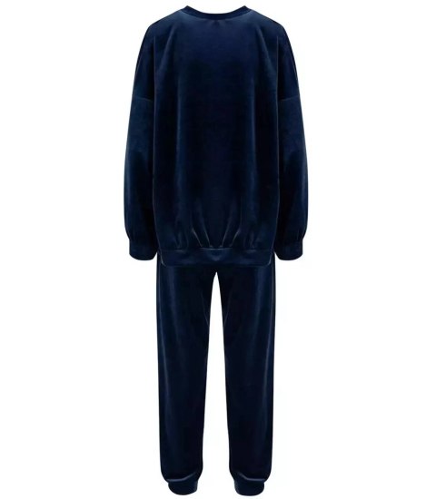Komplet dresowy bluza spodnie welur gładki (Granatowy) Komplet dresowy bluza spodnie welur gładki (Granatowy)