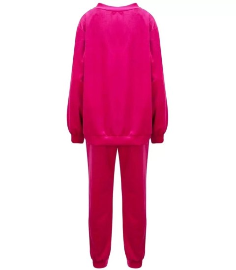 Komplet dresowy bluza spodnie welur gładki (Różowy)