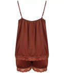 Komplet top + spodenki z koronką sexi (Brązowy)
