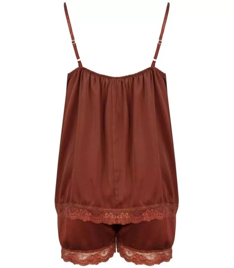 Komplet top + spodenki z koronką sexi (Brązowy)