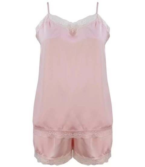 Komplet top + spodenki z koronką sexi (Różowy)