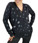 Krótki sweter w kropki i cyrkonie LIZA (Czarny) Krótki sweter w kropki i cyrkonie LIZA (Czarny)