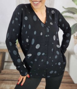 Krótki sweter w kropki i cyrkonie LIZA (Czarny)