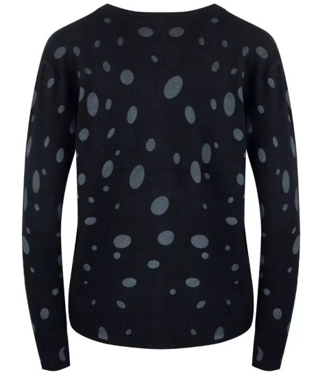 Krótki sweter w kropki i cyrkonie LIZA (Czarny) Krótki sweter w kropki i cyrkonie LIZA (Czarny)