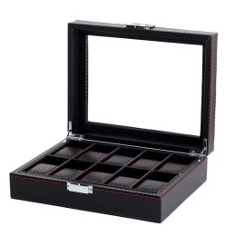 Schatulle Carbon für 10 Uhren 28 x 22 x 8cm PD136