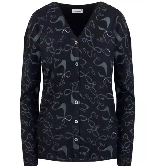 Sweter w kokardki z cyrkoniami Elegancki WIKTORIA (Czarny) Sweter w kokardki z cyrkoniami Elegancki WIKTORIA (Czarny)