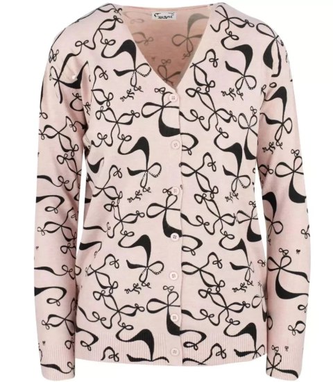 Sweter w kokardki z cyrkoniami Elegancki WIKTORIA (Różowy)