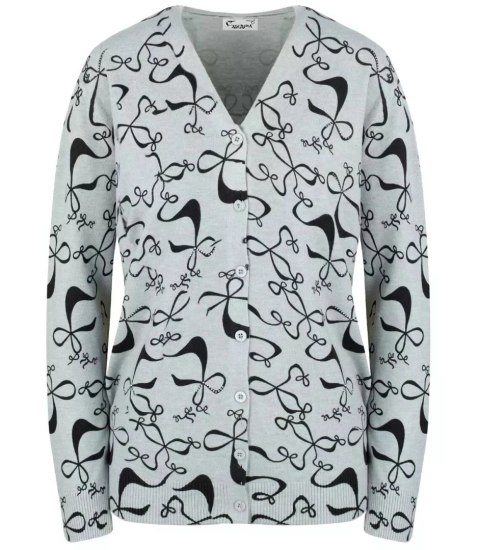 Sweter w kokardki z cyrkoniami Elegancki WIKTORIA (Szary)