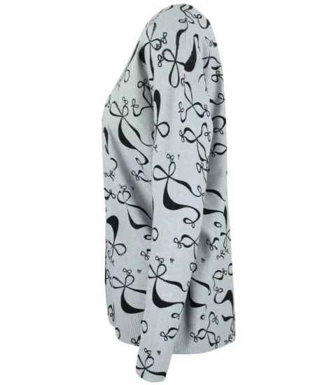 Sweter w kokardki z cyrkoniami Elegancki WIKTORIA (Szary) Sweter w kokardki z cyrkoniami Elegancki WIKTORIA (Szary)