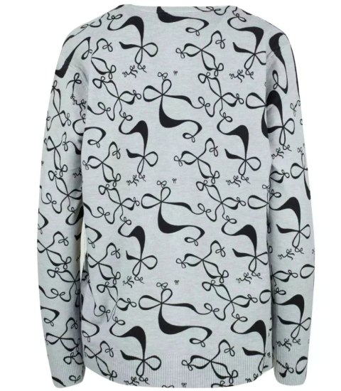 Sweter w kokardki z cyrkoniami Elegancki WIKTORIA (Szary) Sweter w kokardki z cyrkoniami Elegancki WIKTORIA (Szary)