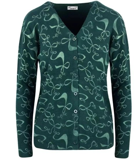 Sweter w kokardki z cyrkoniami Elegancki WIKTORIA (Zielony) Sweter w kokardki z cyrkoniami Elegancki WIKTORIA (Zielony)