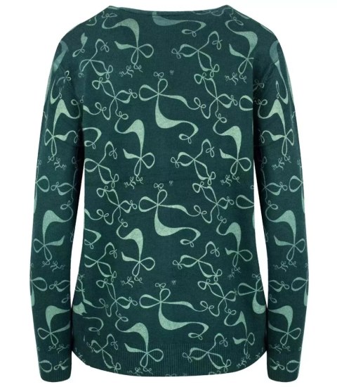 Sweter w kokardki z cyrkoniami Elegancki WIKTORIA (Zielony) Sweter w kokardki z cyrkoniami Elegancki WIKTORIA (Zielony)