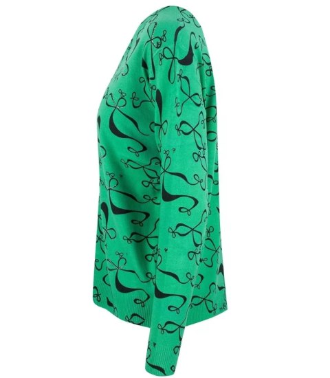 Sweter w kokardki z cyrkoniami Elegancki WIKTORIA (Zielony)