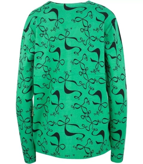 Sweter w kokardki z cyrkoniami Elegancki WIKTORIA (Zielony)