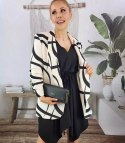 Żakiet marynarka pastelowa drapowany rękaw Elegancki 3/4 (Beżowy) Żakiet marynarka pastelowa drapowany rękaw Elegancki 3/4 (Beżowy)