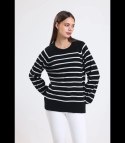 Ciepły damski sweter modny w paski ANNA (Czarny) Ciepły damski sweter modny w paski ANNA (Czarny)