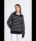 Ciepły damski sweter modny w paski ANNA (Czarny) Ciepły damski sweter modny w paski ANNA (Czarny)