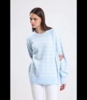 Ciepły damski sweter modny w paski ANNA (Niebieski)