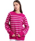 Ciepły damski sweter modny w paski ANNA (Różowy) Ciepły damski sweter modny w paski ANNA (Różowy)