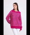 Ciepły damski sweter modny w paski ANNA (Różowy) Ciepły damski sweter modny w paski ANNA (Różowy)
