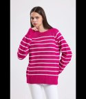 Ciepły damski sweter modny w paski ANNA (Różowy) Ciepły damski sweter modny w paski ANNA (Różowy)
