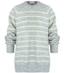 Ciepły damski sweter modny w paski ANNA (Szary || Beżowy) Ciepły damski sweter modny w paski ANNA (Szary || Beżowy)