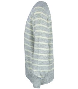 Ciepły damski sweter modny w paski ANNA (Szary || Beżowy)