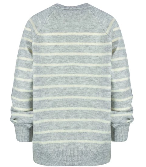 Ciepły damski sweter modny w paski ANNA (Szary || Beżowy) Ciepły damski sweter modny w paski ANNA (Szary || Beżowy)