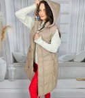 Damski bezrękawnik kamizelka plus size z kratką STELLA (Beżowy) Damski bezrękawnik kamizelka plus size z kratką STELLA (Beżowy)