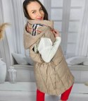 Damski bezrękawnik kamizelka plus size z kratką STELLA (Beżowy) Damski bezrękawnik kamizelka plus size z kratką STELLA (Beżowy)