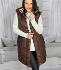 Damski bezrękawnik kamizelka plus size z kratką STELLA (Brązowy) Damski bezrękawnik kamizelka plus size z kratką STELLA (Brązowy)