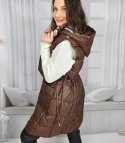Damski bezrękawnik kamizelka plus size z kratką STELLA (Brązowy) Damski bezrękawnik kamizelka plus size z kratką STELLA (Brązowy)