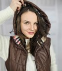 Damski bezrękawnik kamizelka plus size z kratką STELLA (Brązowy) Damski bezrękawnik kamizelka plus size z kratką STELLA (Brązowy)