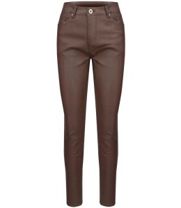 Damskie spodnie PUSH-UP woskowane skinny fit Eleganckie ADELA (Brązowy)