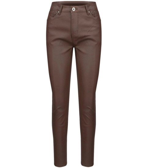 Damskie spodnie PUSH-UP woskowane skinny fit Eleganckie ADELA (Brązowy) Damskie spodnie PUSH-UP woskowane skinny fit Eleganckie ADELA (Brązowy)