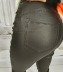 Damskie spodnie PUSH-UP woskowane skinny fit Eleganckie ADELA (Czarny) Damskie spodnie PUSH-UP woskowane skinny fit Eleganckie ADELA (Czarny)