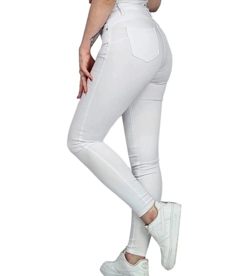 Damskie spodnie PUSH-UP zwężana nogawka Eleganckie ANABEL (Biały)