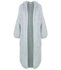 Długi ciepły kardigan sweter gruby splot VALERIA (Szary)
