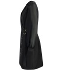 Elegancka sukienka o kroju marynarki Pasek w talii Złote guziki ARIEL (Czarny) Elegancka sukienka o kroju marynarki Pasek w talii Złote guziki ARIEL (Czarny)