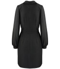 Elegancka sukienka o kroju marynarki Pasek w talii Złote guziki ARIEL (Czarny) Elegancka sukienka o kroju marynarki Pasek w talii Złote guziki ARIEL (Czarny)