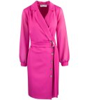 Elegancka sukienka o kroju marynarki Pasek w talii Złote guziki ARIEL (Różowy) Elegancka sukienka o kroju marynarki Pasek w talii Złote guziki ARIEL (Różowy)